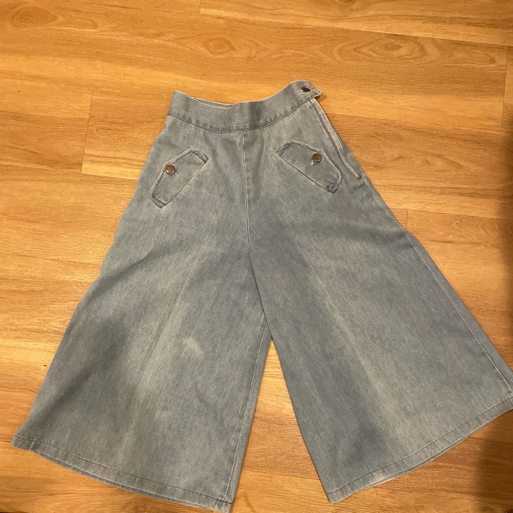 Wide-Leg Light Blue Culottes vintage